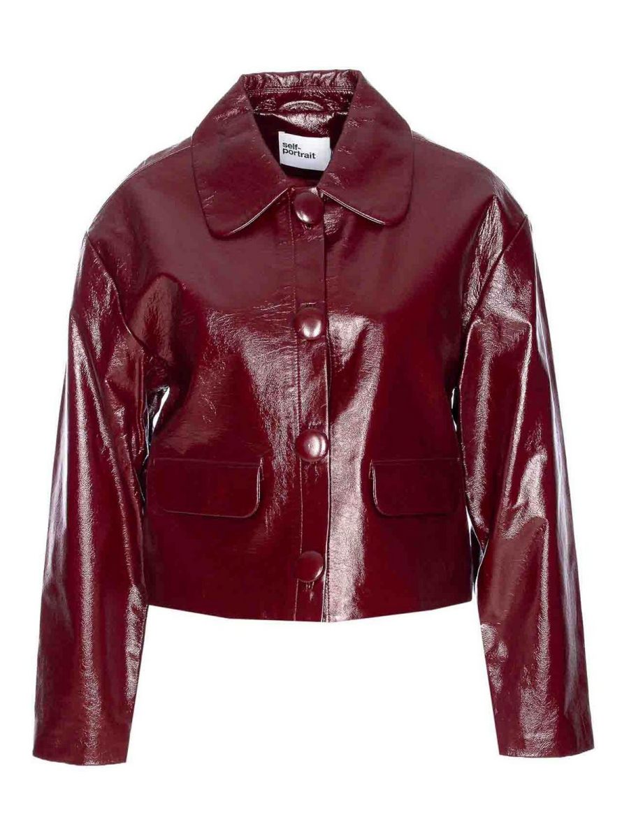 Self Portrait Blouson En Cuir - Rouge