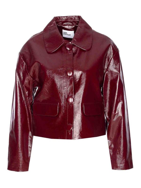 Self Portrait Blouson En Cuir - Rouge
