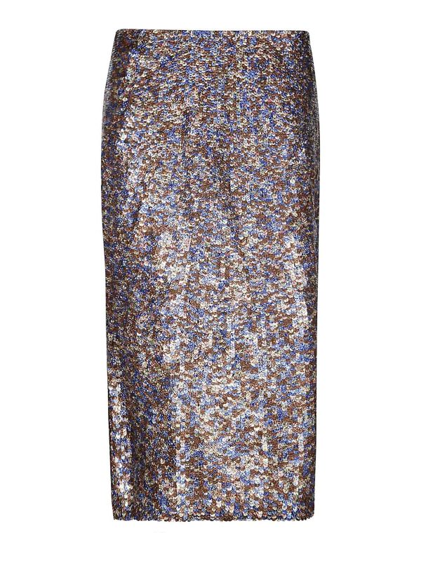 Dries Van Noten Jupe Midi - Bleu