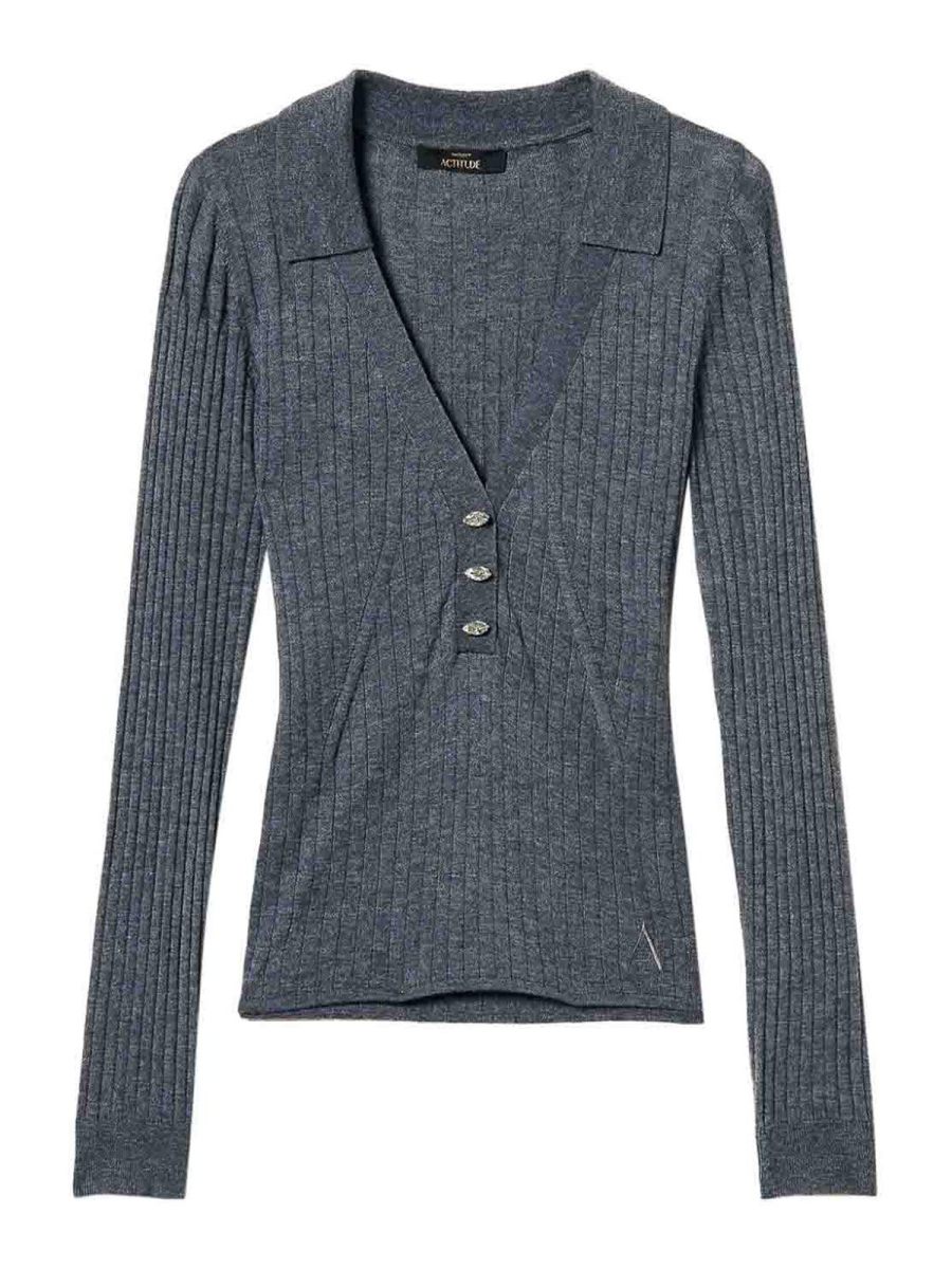 Twinset Pull Col Rond - Gris