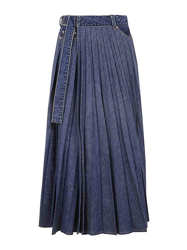 Sacai Jupe Midi - Bleu
