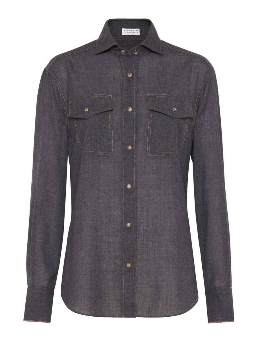 Brunello Cucinelli Chemise - Gris Foncé
