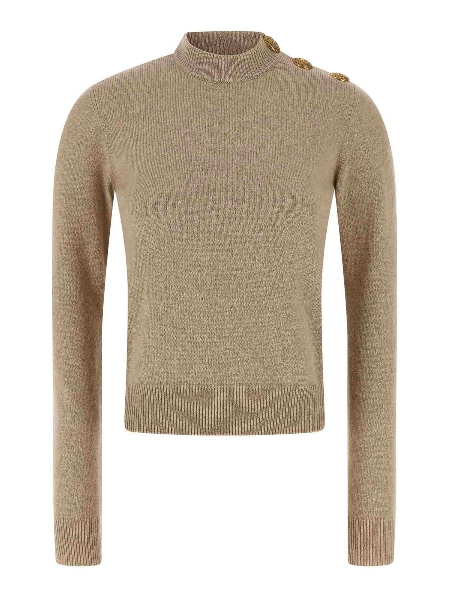 Balmain Pull Col Rond - Beige