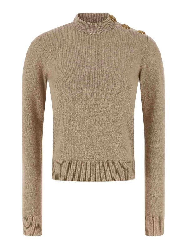 Balmain Pull Col Rond - Beige