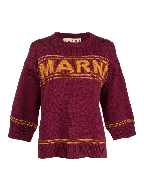 Marni Pull Col Rond - Rouge Brun