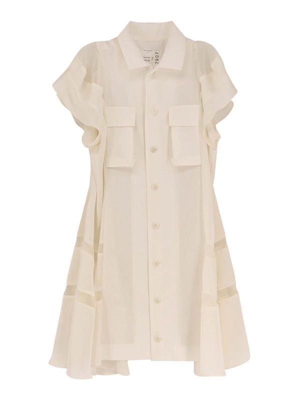 Sacai Robe Au Genou - Blanc