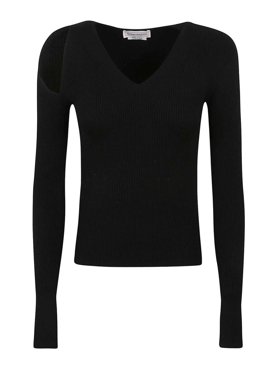 Alexander Mcqueen Pull À Col V - Noir