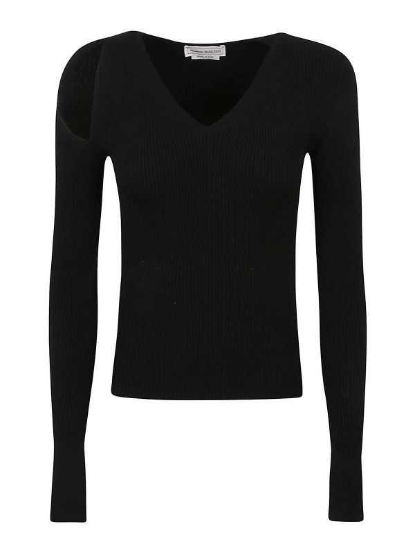 Alexander Mcqueen Pull À Col V - Noir