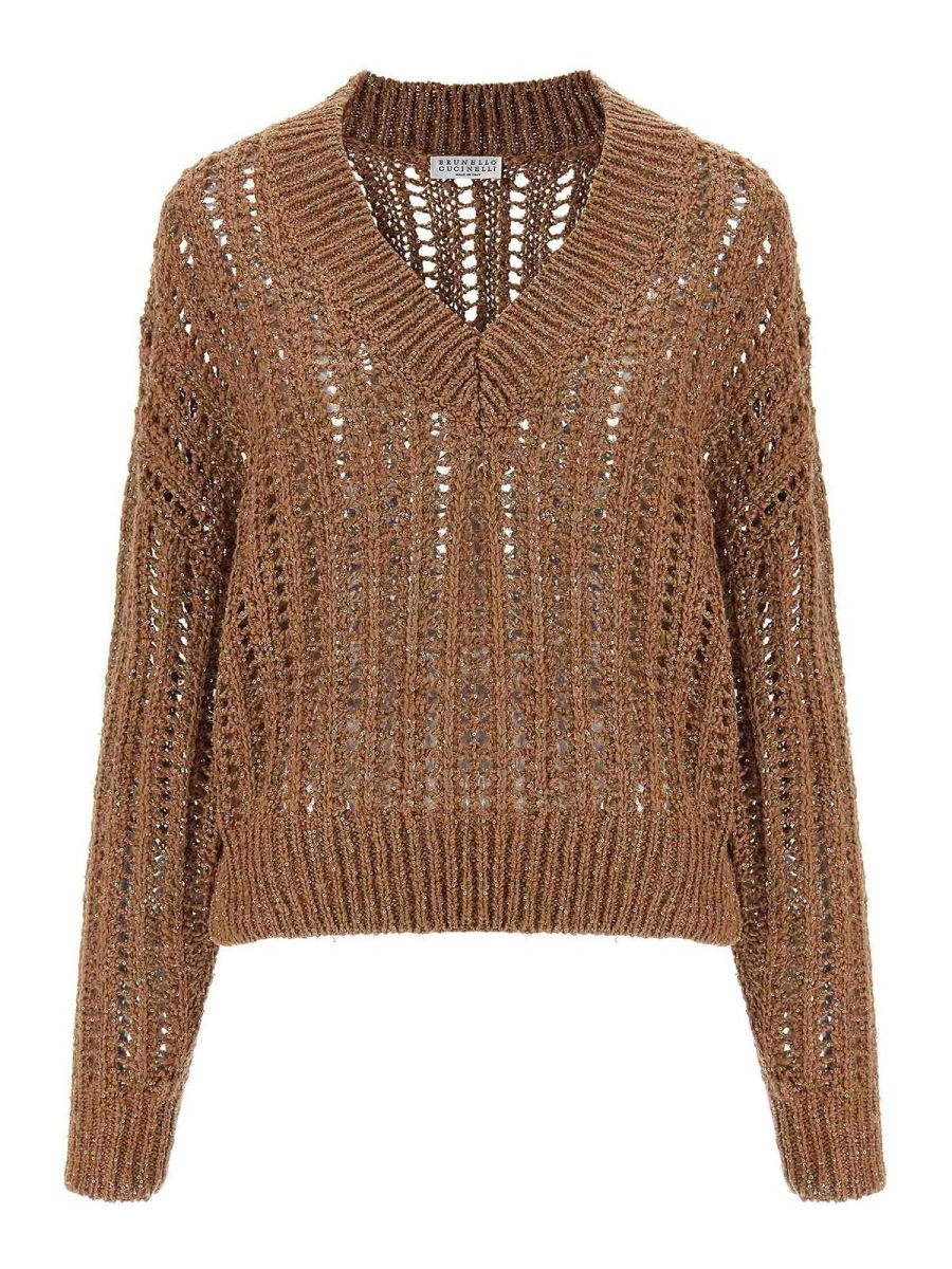 Brunello Cucinelli Pull Col Rond - Marron