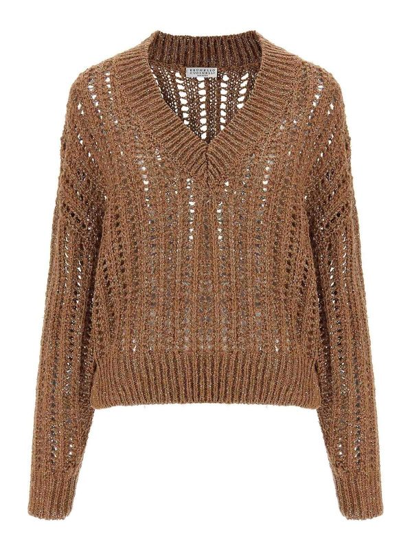 Brunello Cucinelli Pull Col Rond - Marron