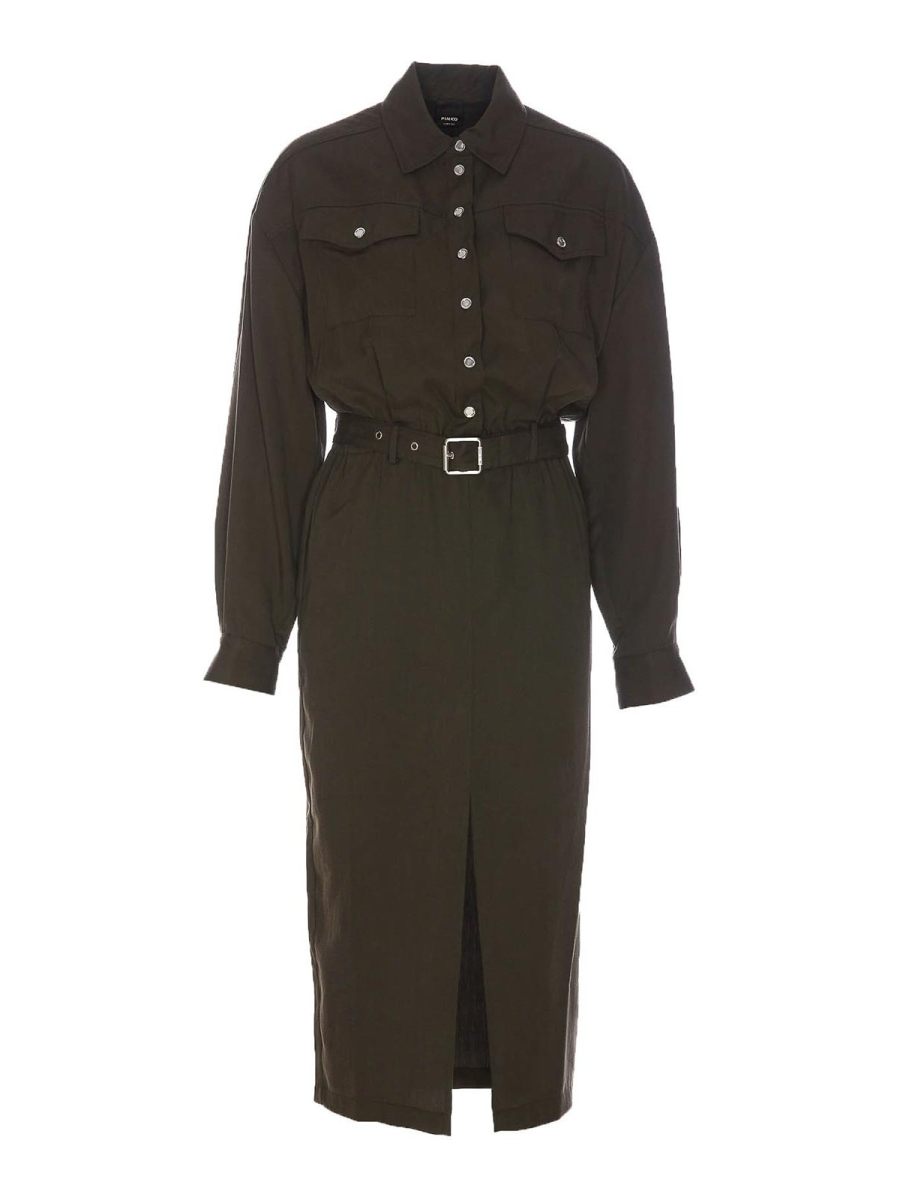 Pinko Robe Au Genou - Vert