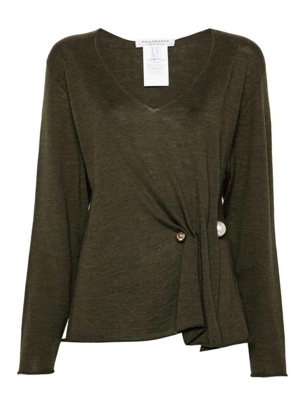 Philosophy di Lorenzo Serafini Pull À Col V - Vert