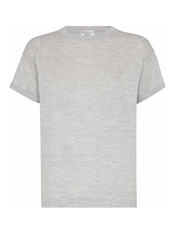 Brunello Cucinelli Pull Col Rond - Gris