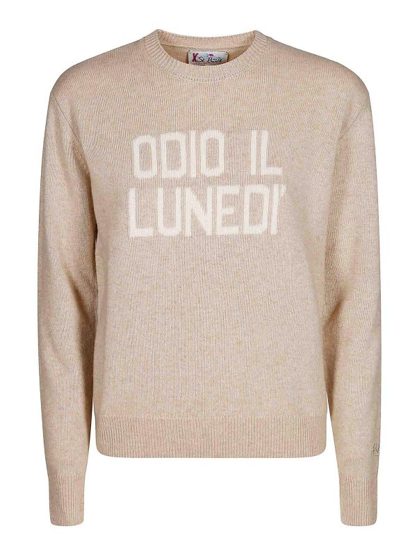 Mc2 Saint Barth Pull Col Bateau - Beige