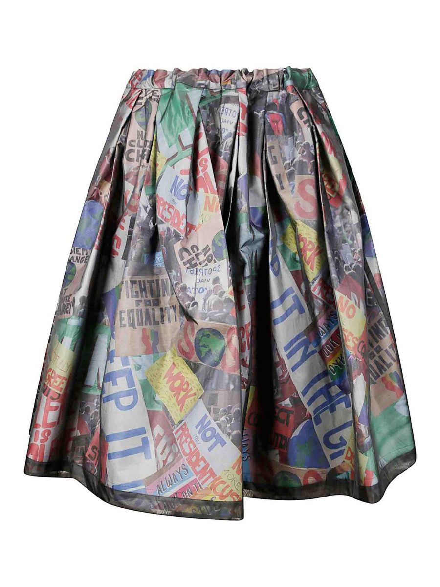 Comme Des Garcons Jupe Midi - Multicolore
