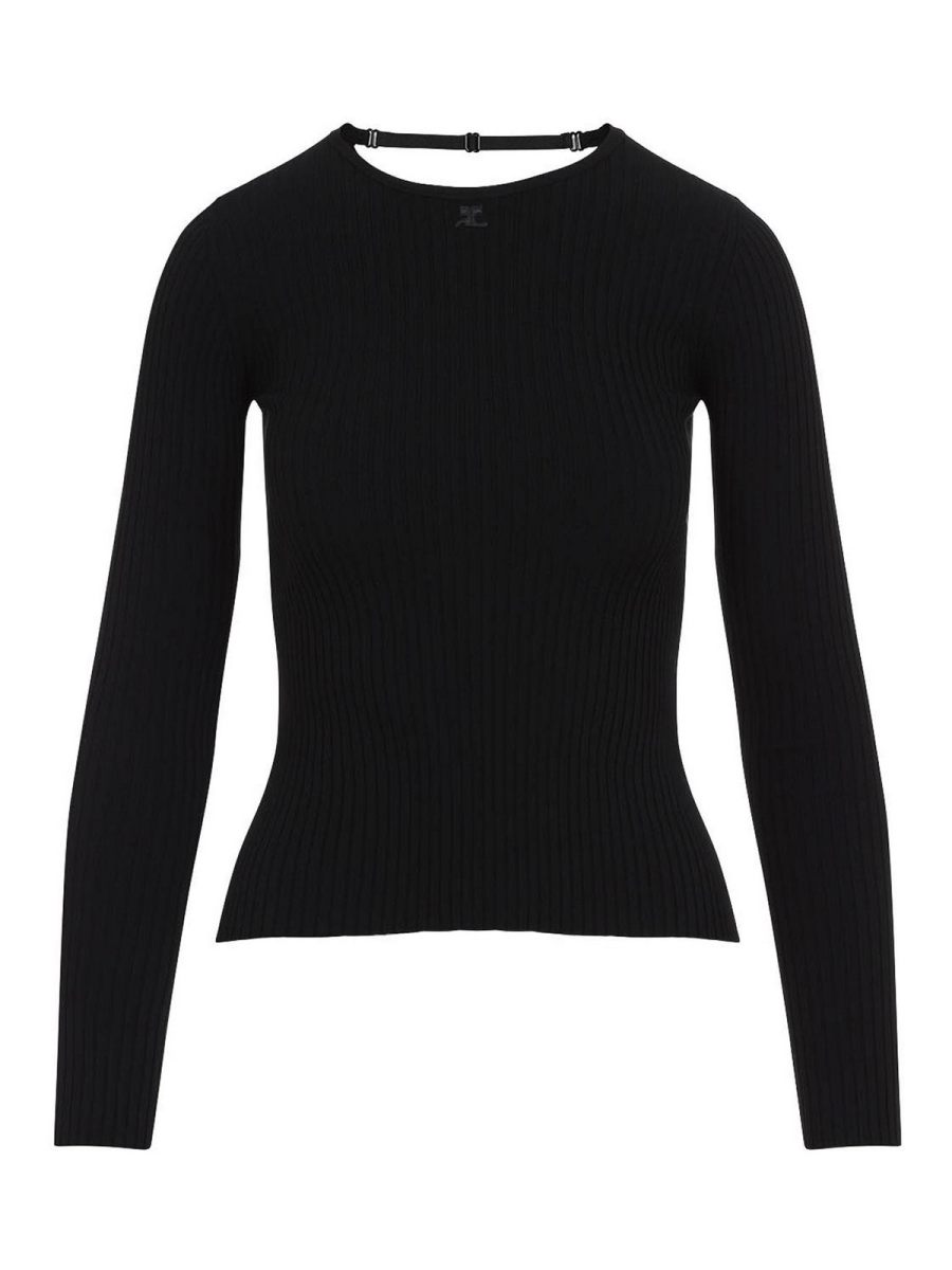 Courreges Pull Col Rond - Noir