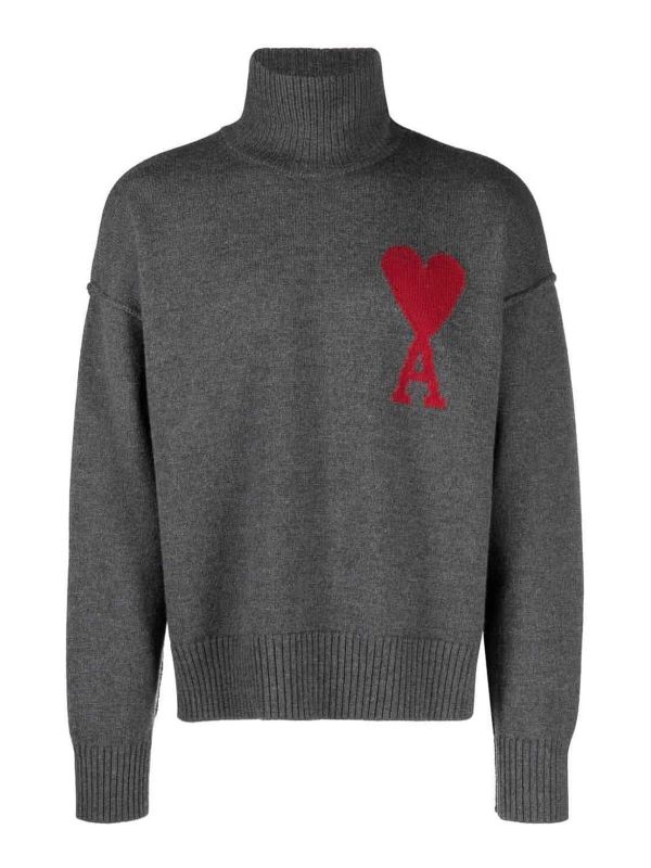 Ami Paris Pull Col Rond - Gris