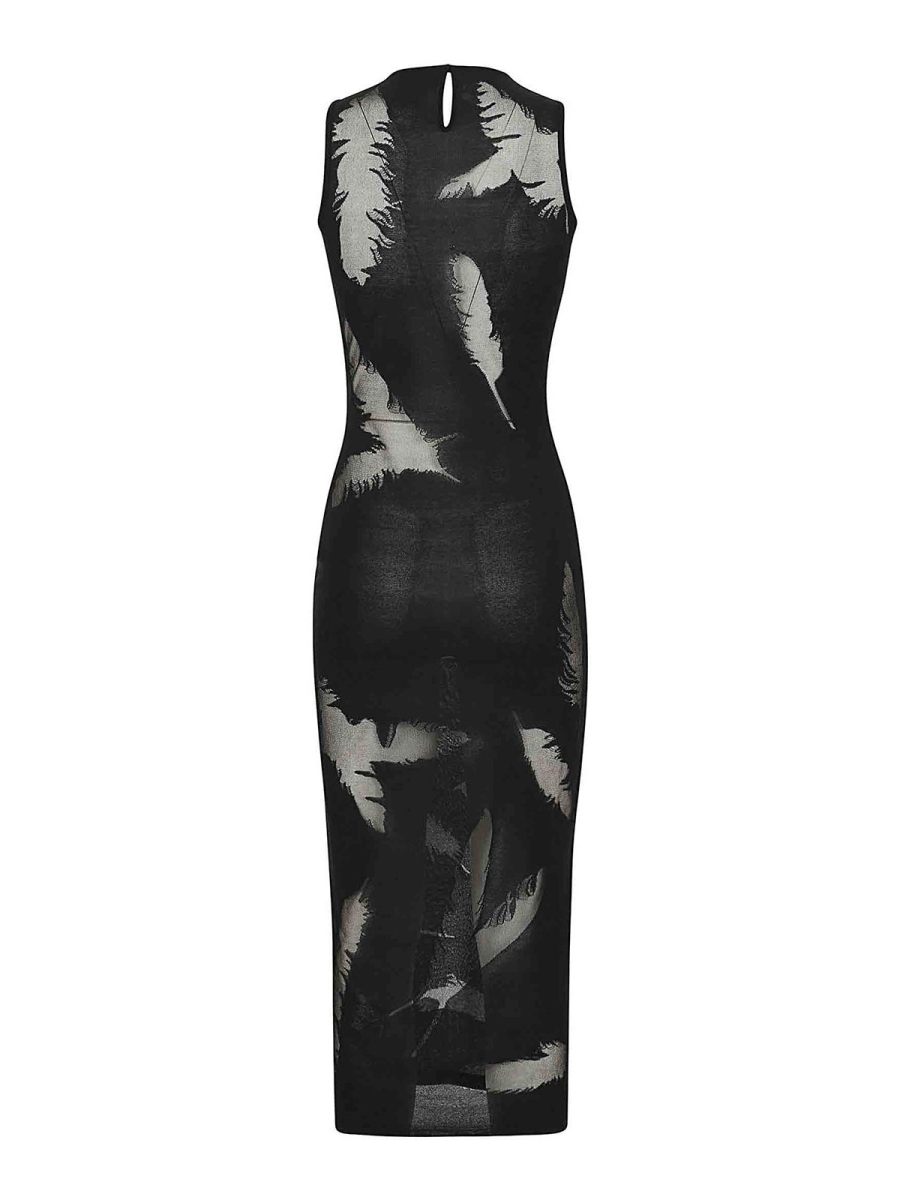 Alexander Mcqueen Robe Au Genou - Noir