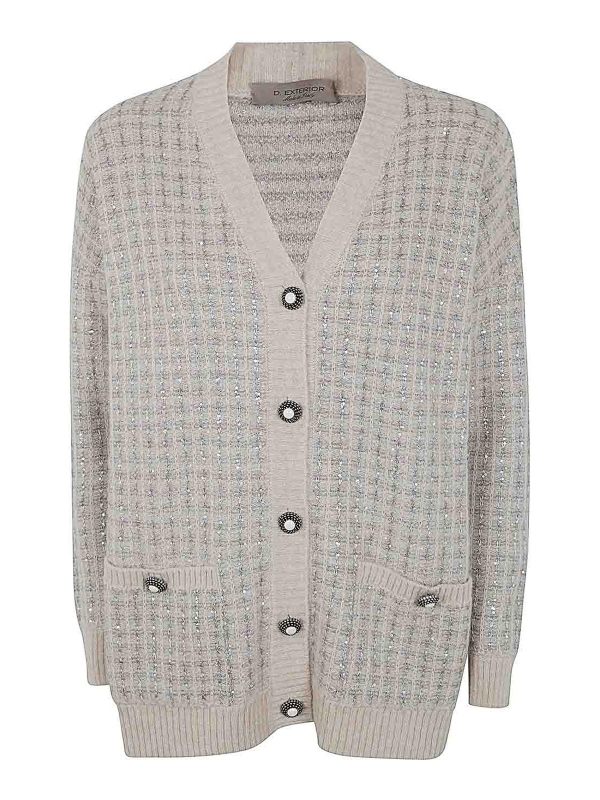 D. Exterior Cardigan - Bleu