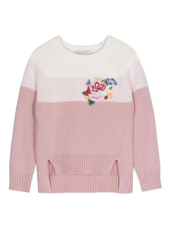 Monnalisa Pull Col Rond - Rose Clair