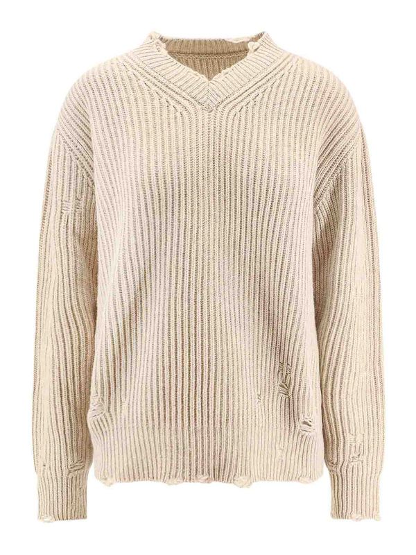 MM6 Maison Margiela Pull Col Bateau - Beige