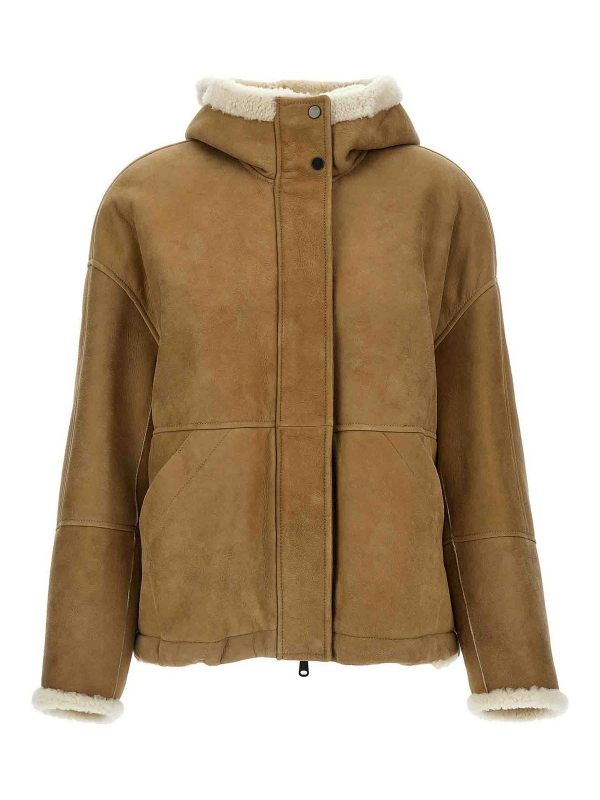Brunello Cucinelli Blouson En Cuir - Beige