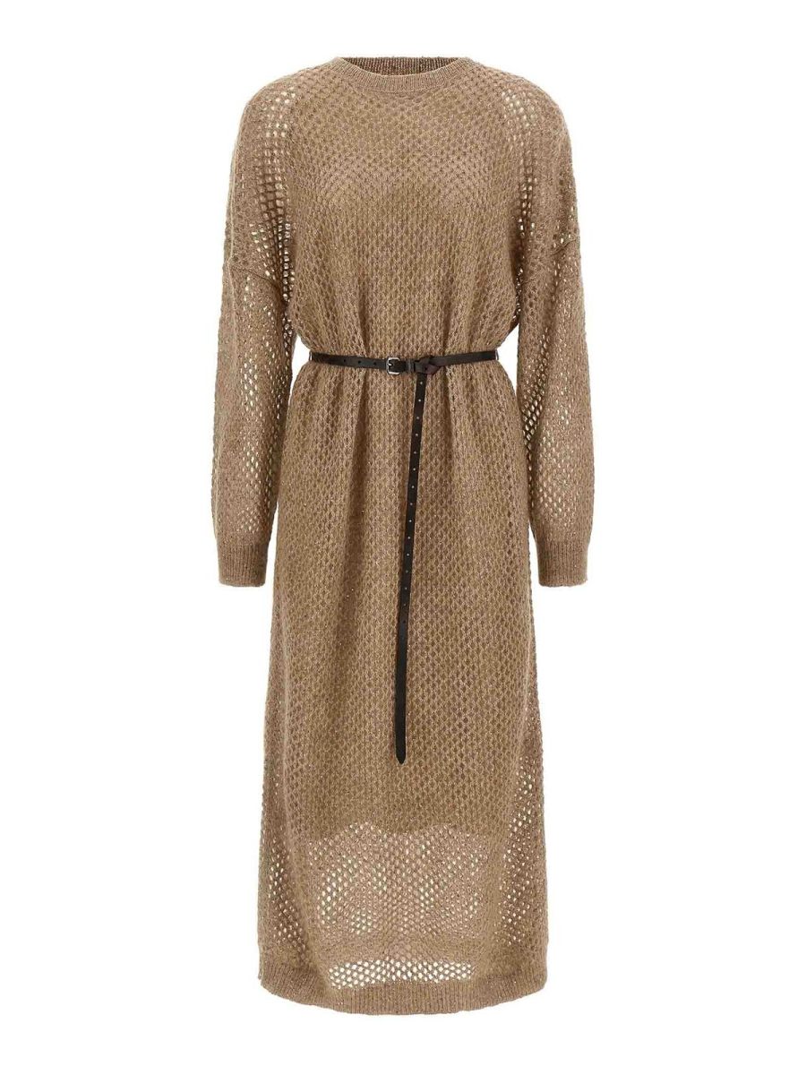 Brunello Cucinelli Robe Au Genou - Beige