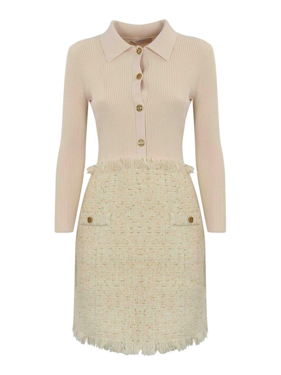 Twinset Robe Au Genou - Blanc