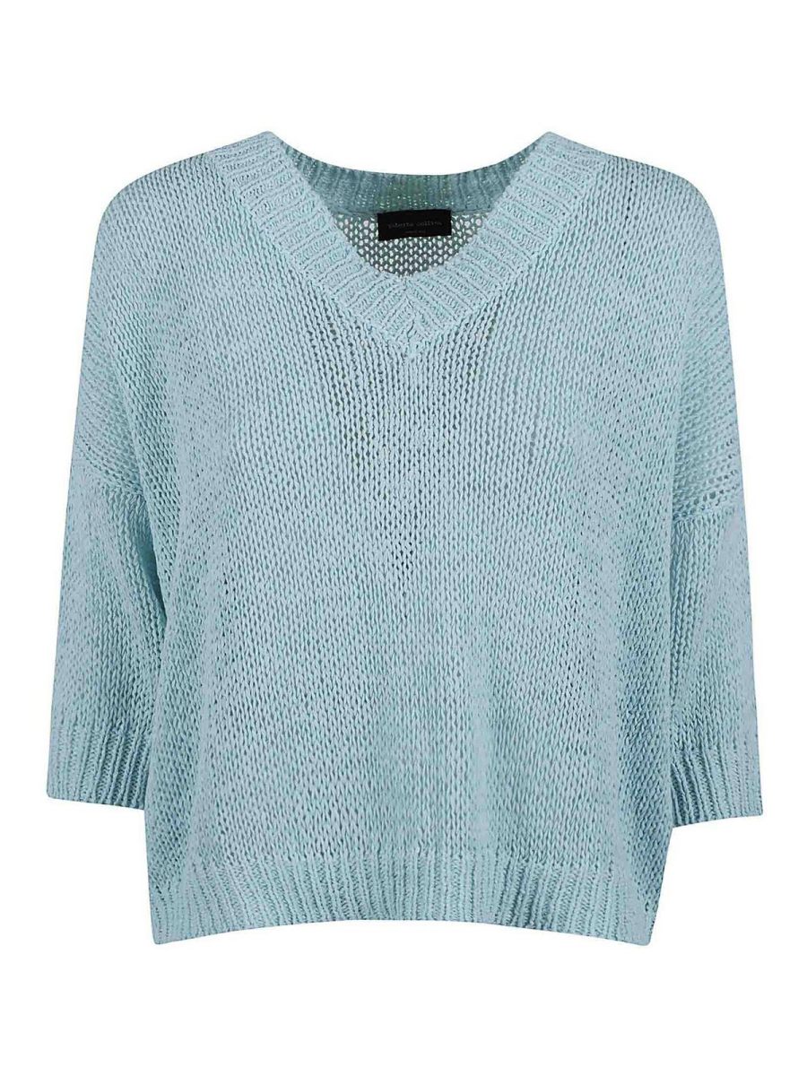 Roberto Collina Pull Col Bateau - Bleu Clair
