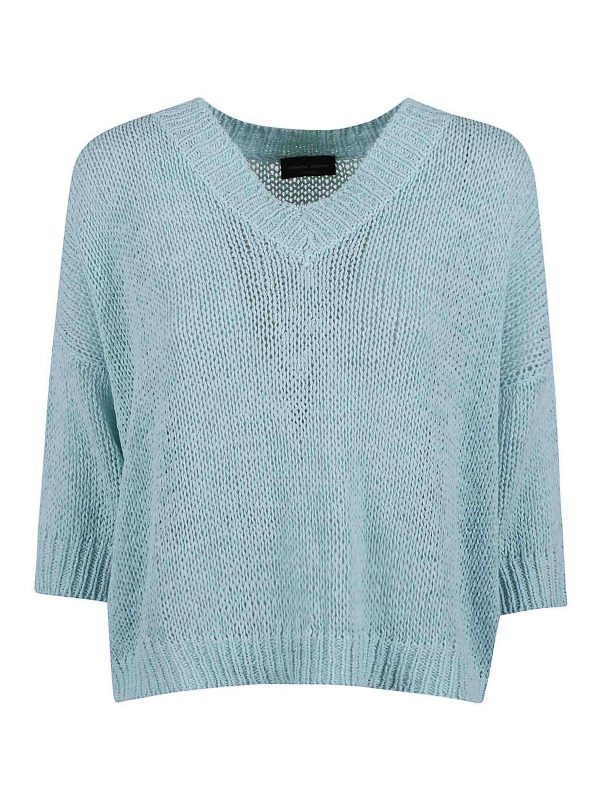 Roberto Collina Pull Col Bateau - Bleu Clair