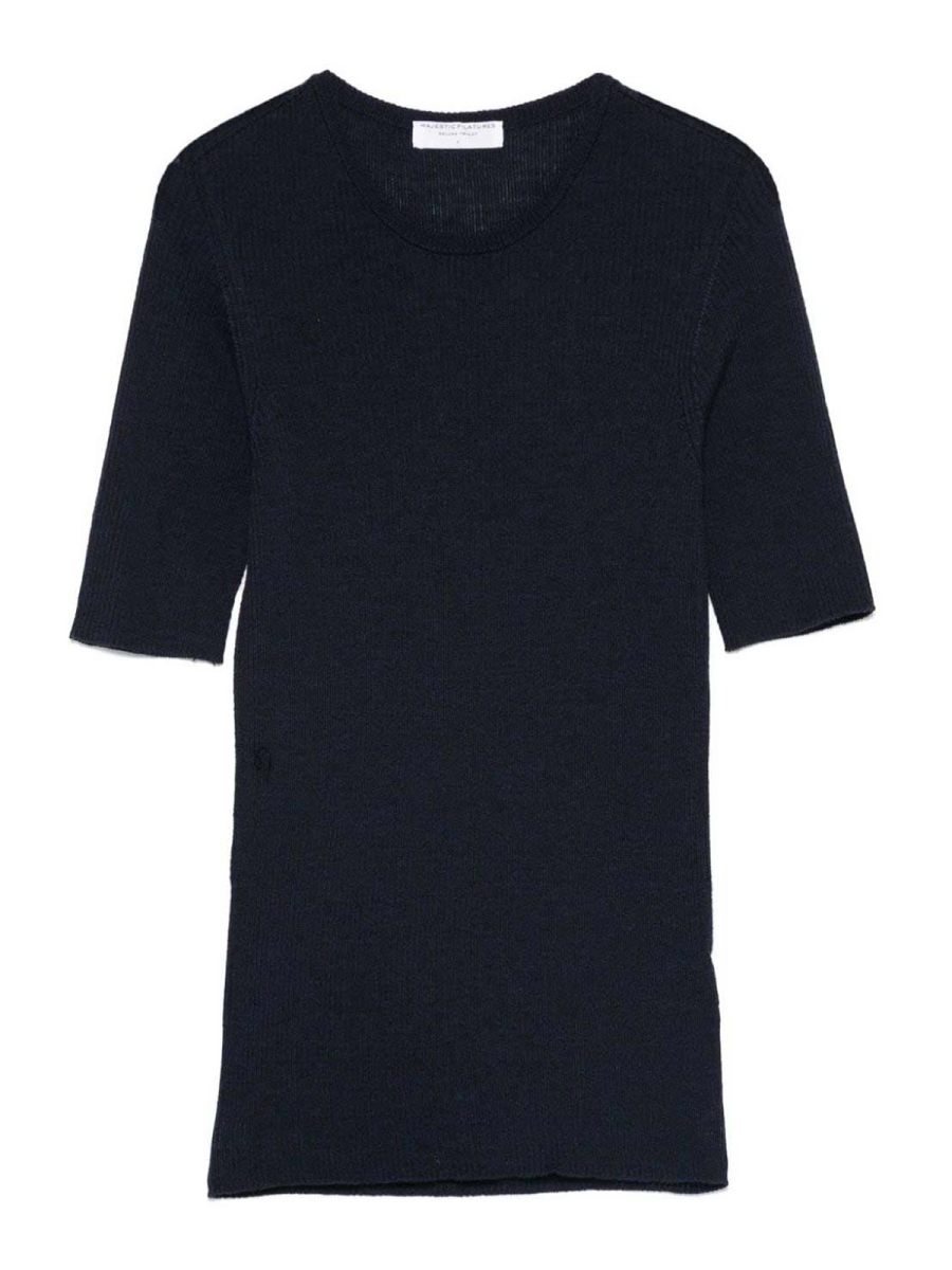Majestic Filatures Pull Col Rond - Bleu