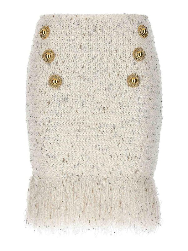 Balmain Jupe Midi - Blanc