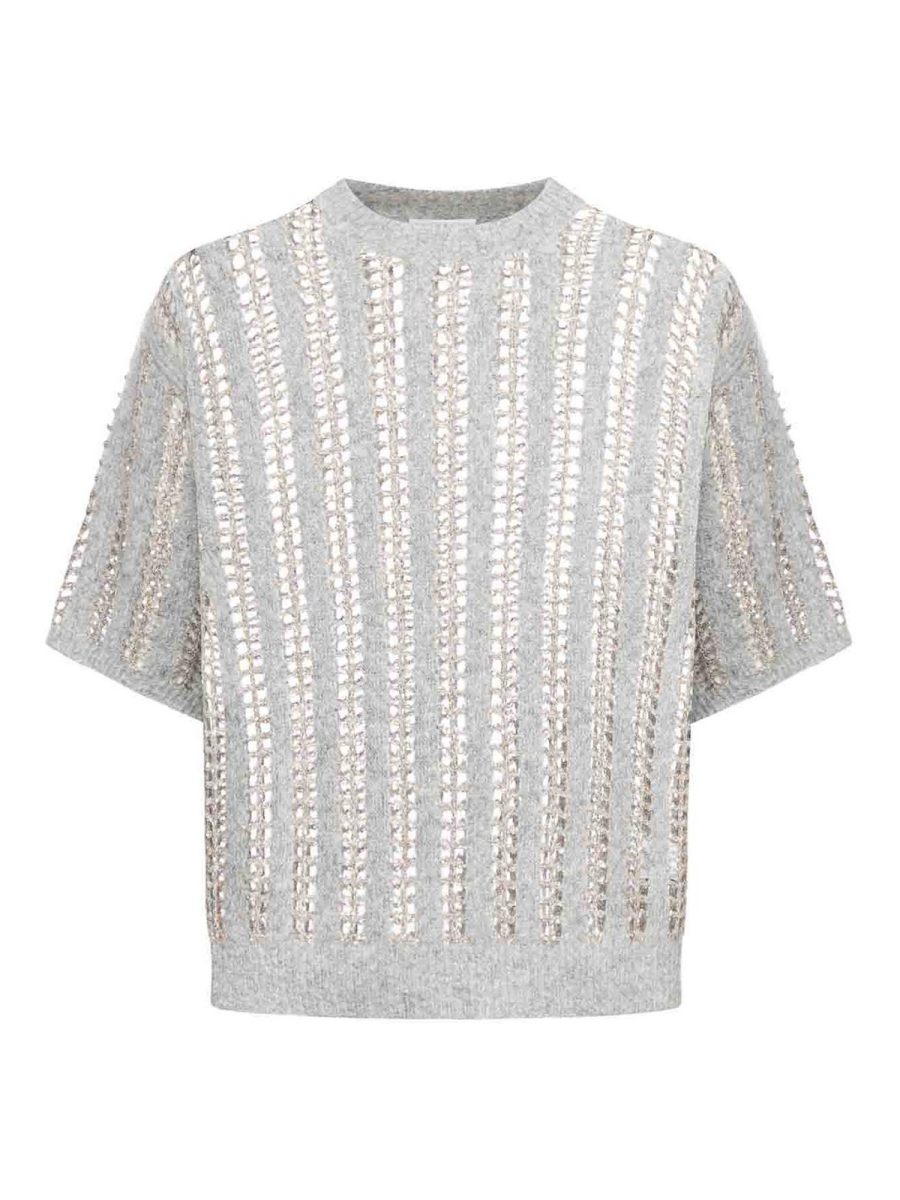 Brunello Cucinelli Pull Col Rond - Gris
