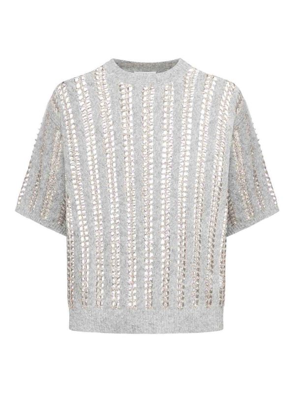 Brunello Cucinelli Pull Col Rond - Gris