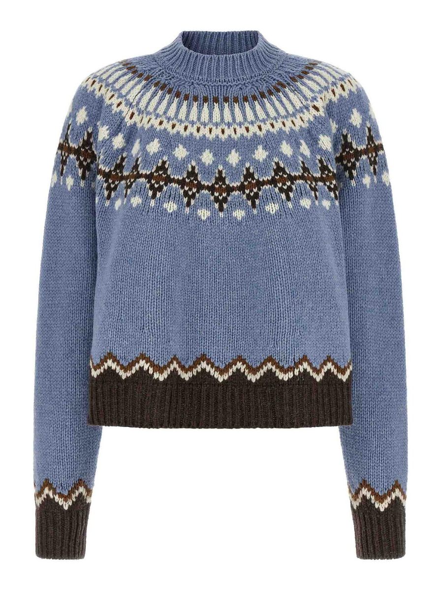 Alanui Pull Col Rond - Bleu Clair