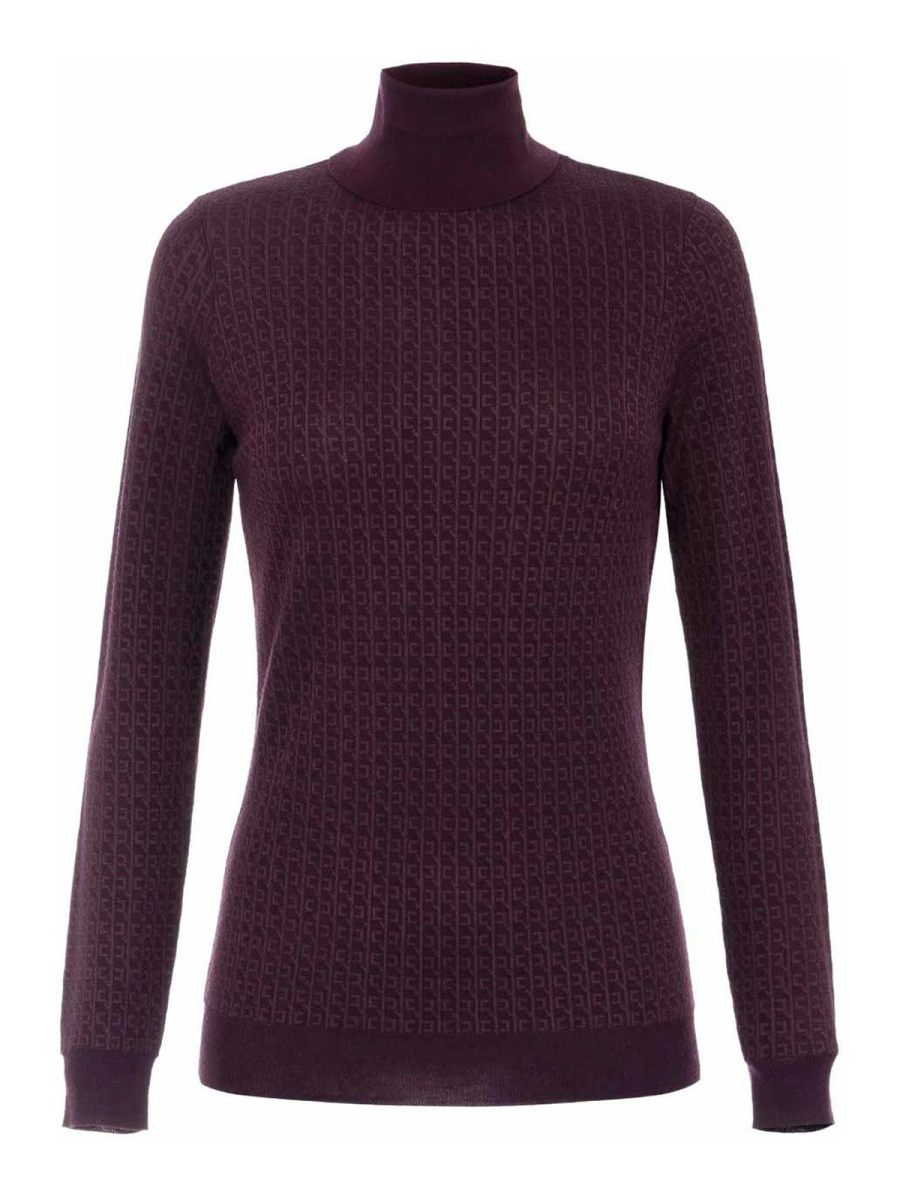 Elisabetta Franchi Pull Col Roulé - Rouge Brun