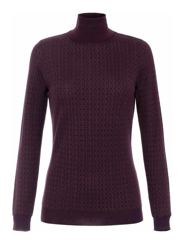 Elisabetta Franchi Pull Col Roulé - Rouge Brun