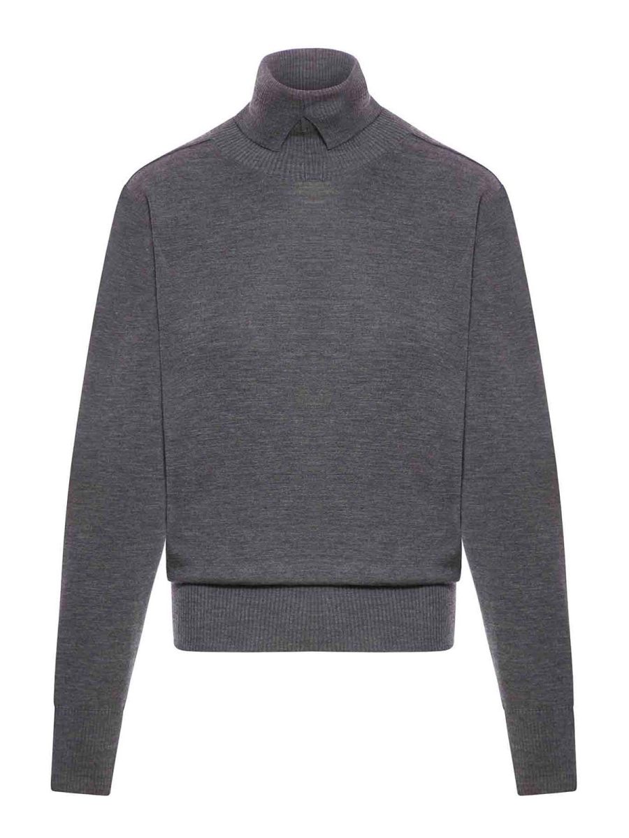 Burberry Pull Col Rond - Gris
