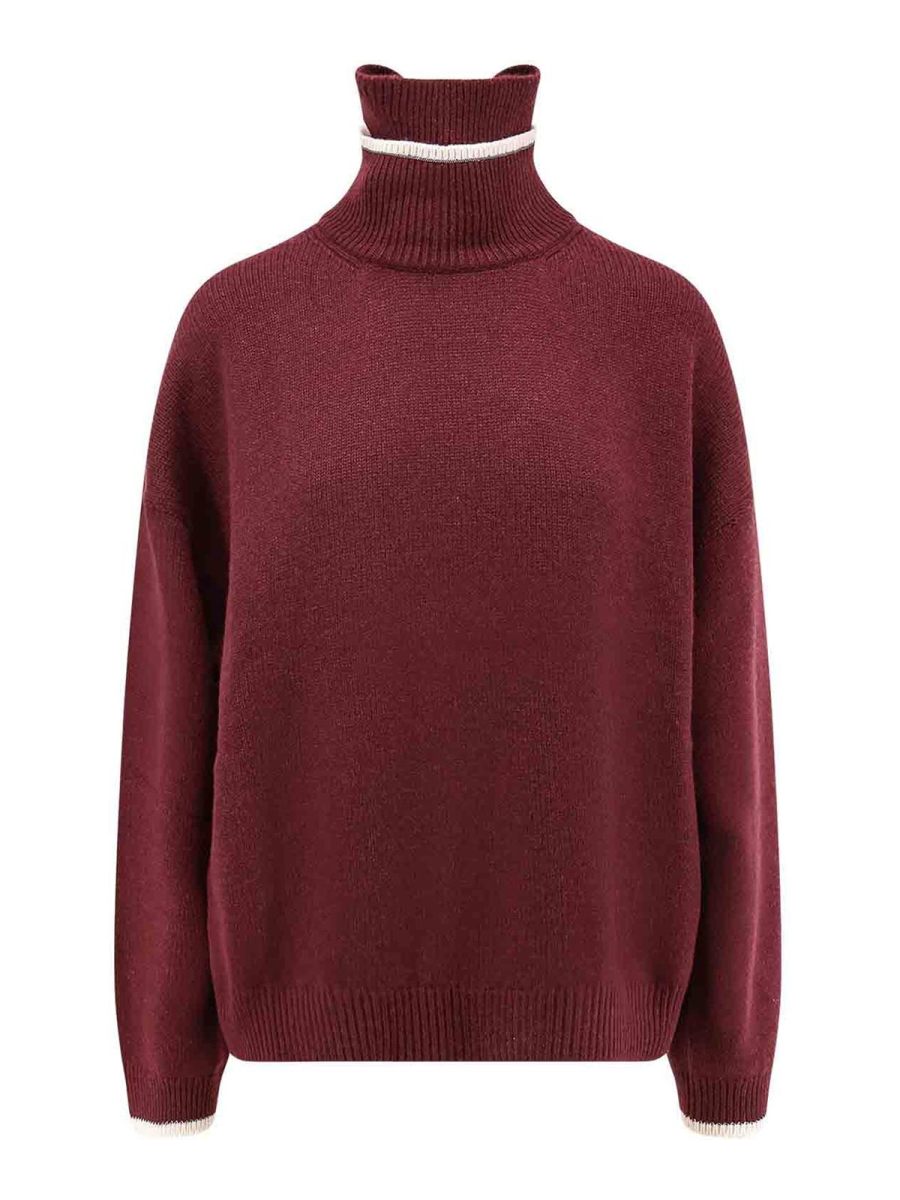 Brunello Cucinelli Pull Col Roulé - Bordeaux