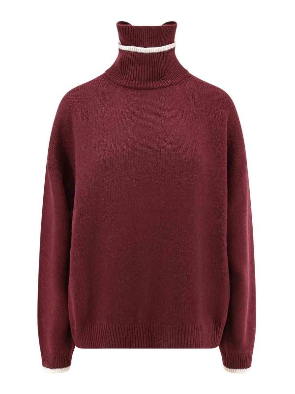Brunello Cucinelli Pull Col Roulé - Bordeaux