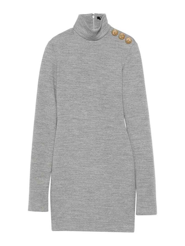 Balmain Pull Col Roulé - Gris