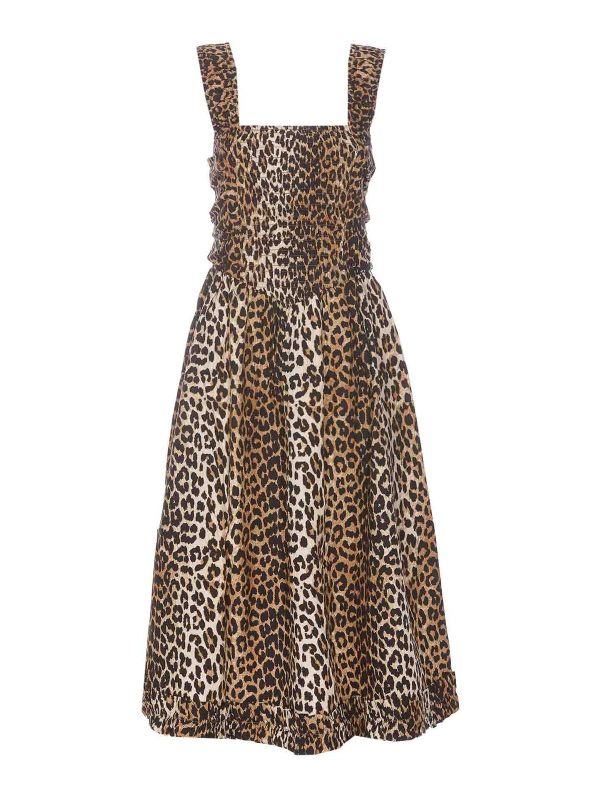Ganni Robe Au Genou - Marron