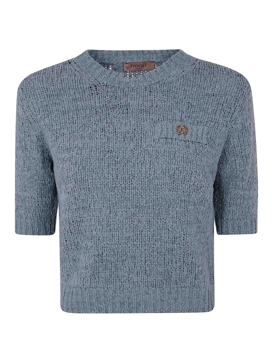 Twinset Pull Col Rond - Bleu