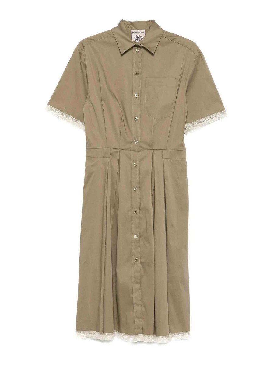 Semicouture Robe Au Genou - Taupe