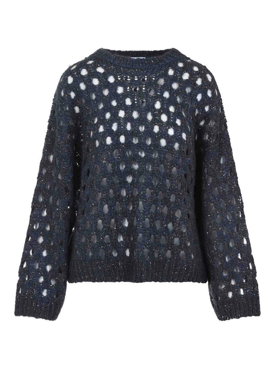 Brunello Cucinelli Pull Col Rond - Bleu Clair