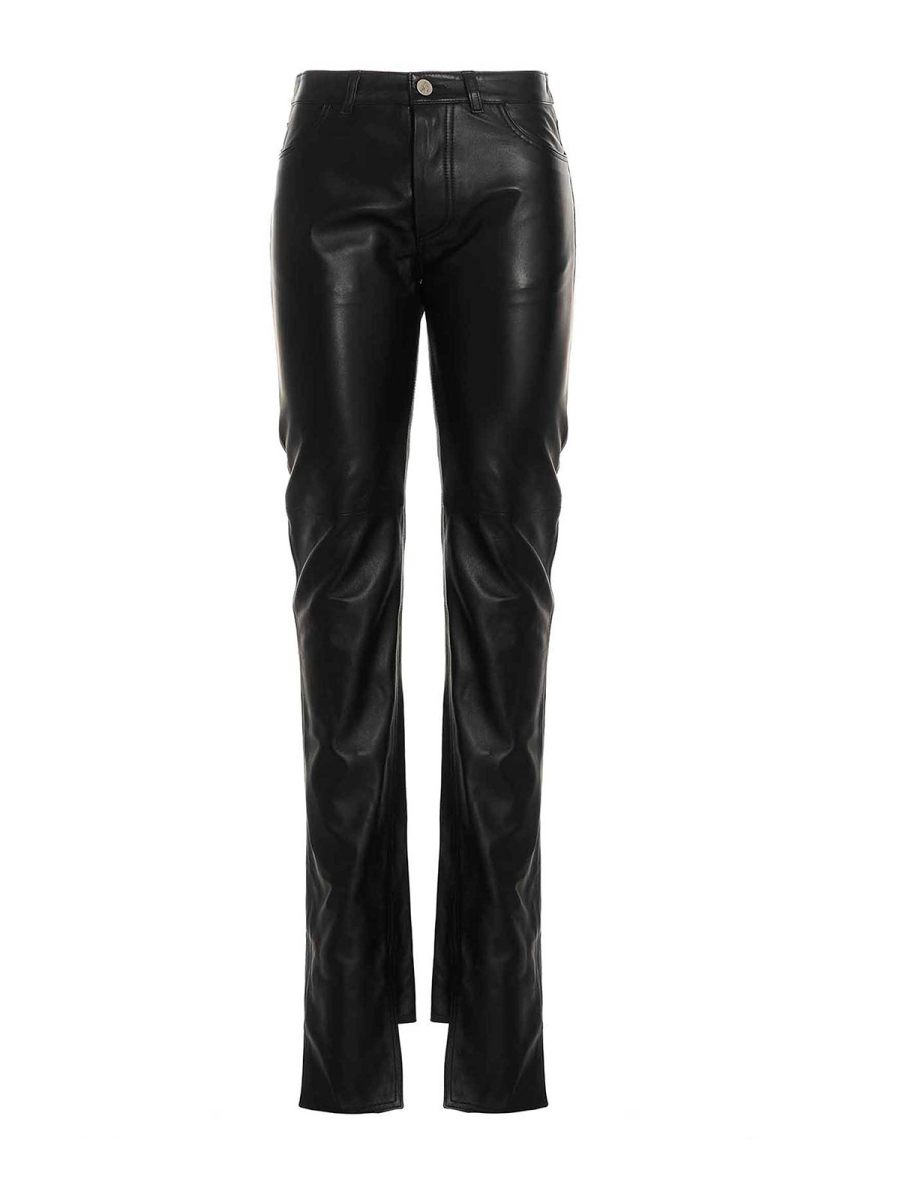 The Attico Pantalons En Cuir - Noir