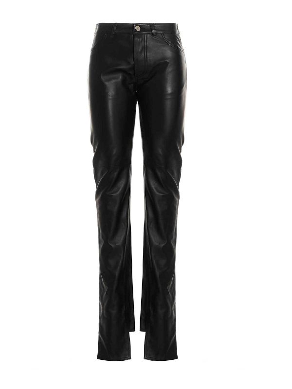 The Attico Pantalons En Cuir - Noir
