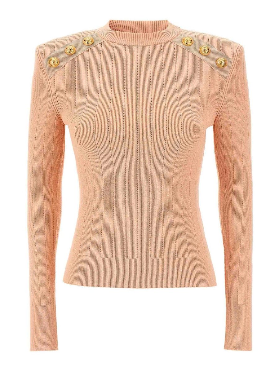 Balmain Pull Col Rond - Couleur Chair