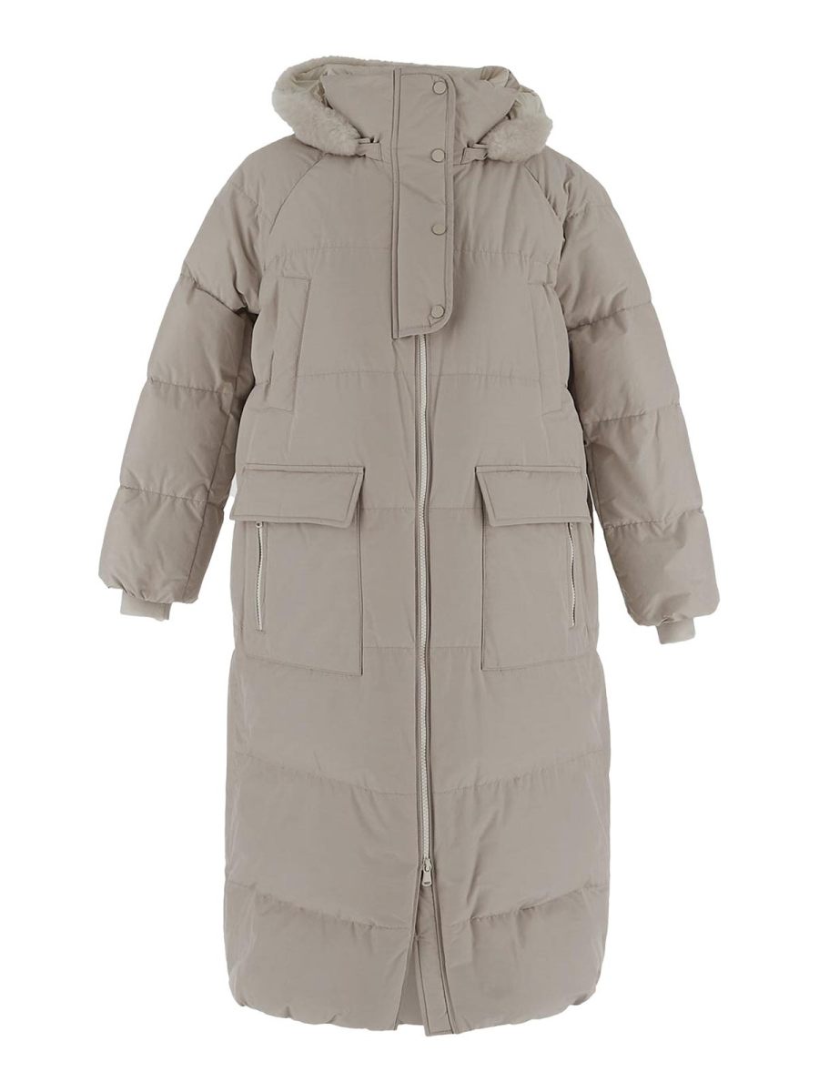 Brunello Cucinelli Manteau Rembourré - Gris Clair