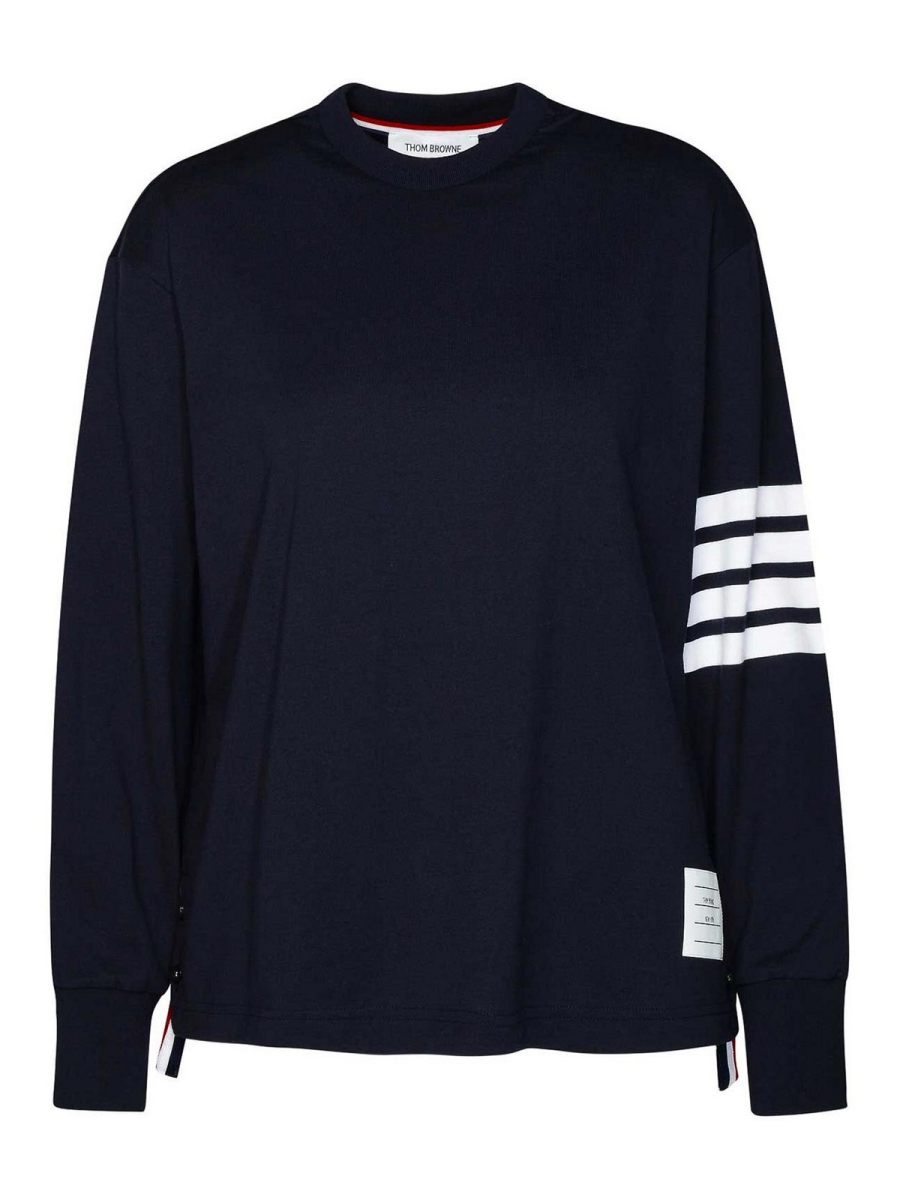 Thom Browne Pull Col Bateau - Bleu Foncé